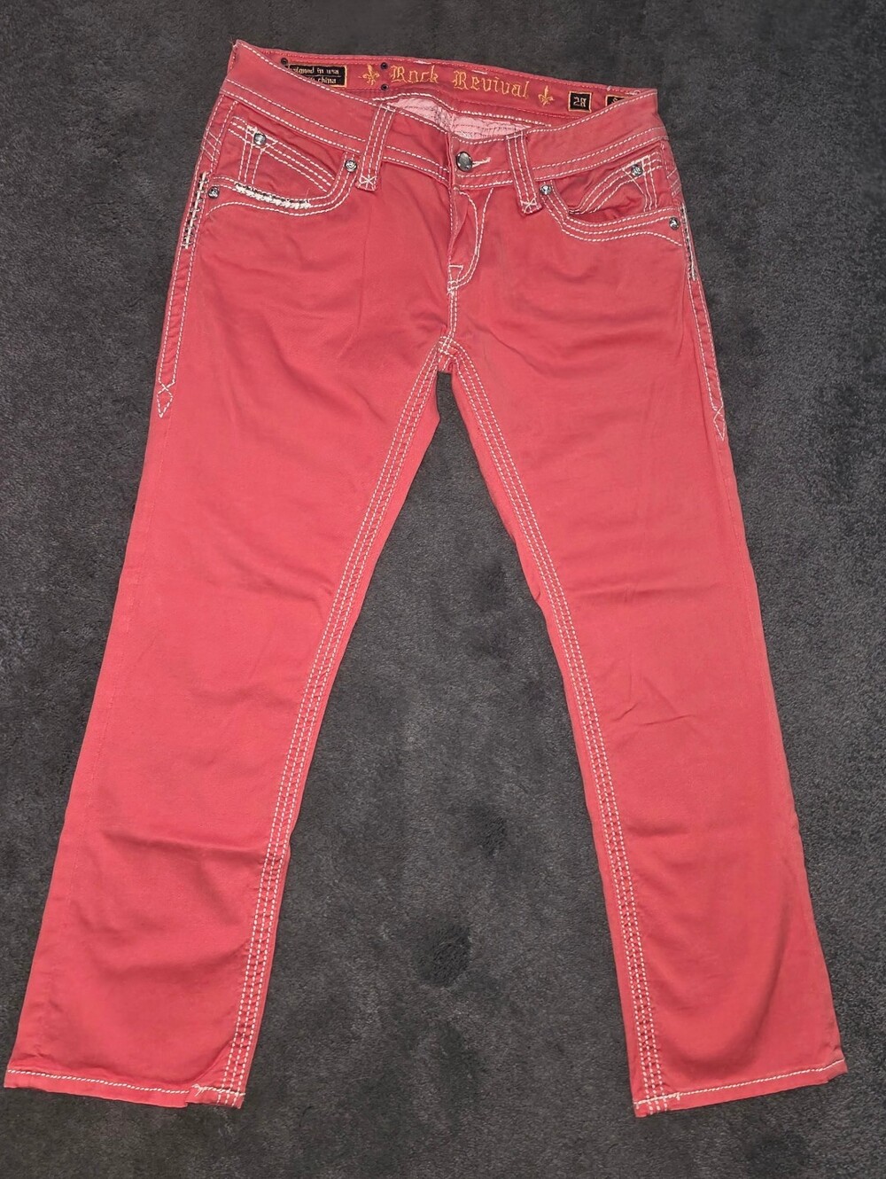 Rock Revival Coral-Pink  Scarlett Capri 28